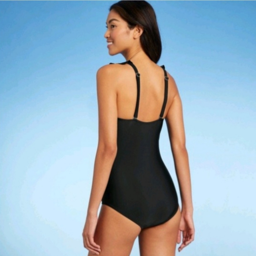 KONA SOL Black One-Piece Ruffle Swimsuit Size Small - Picture 6 of 6